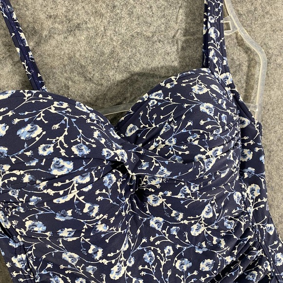 Niptuck Swim One Piece 8 Navy Blue Floral Ruched - Picture 6 of 10